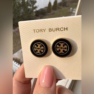 Tory Burch black enamel stud earrings